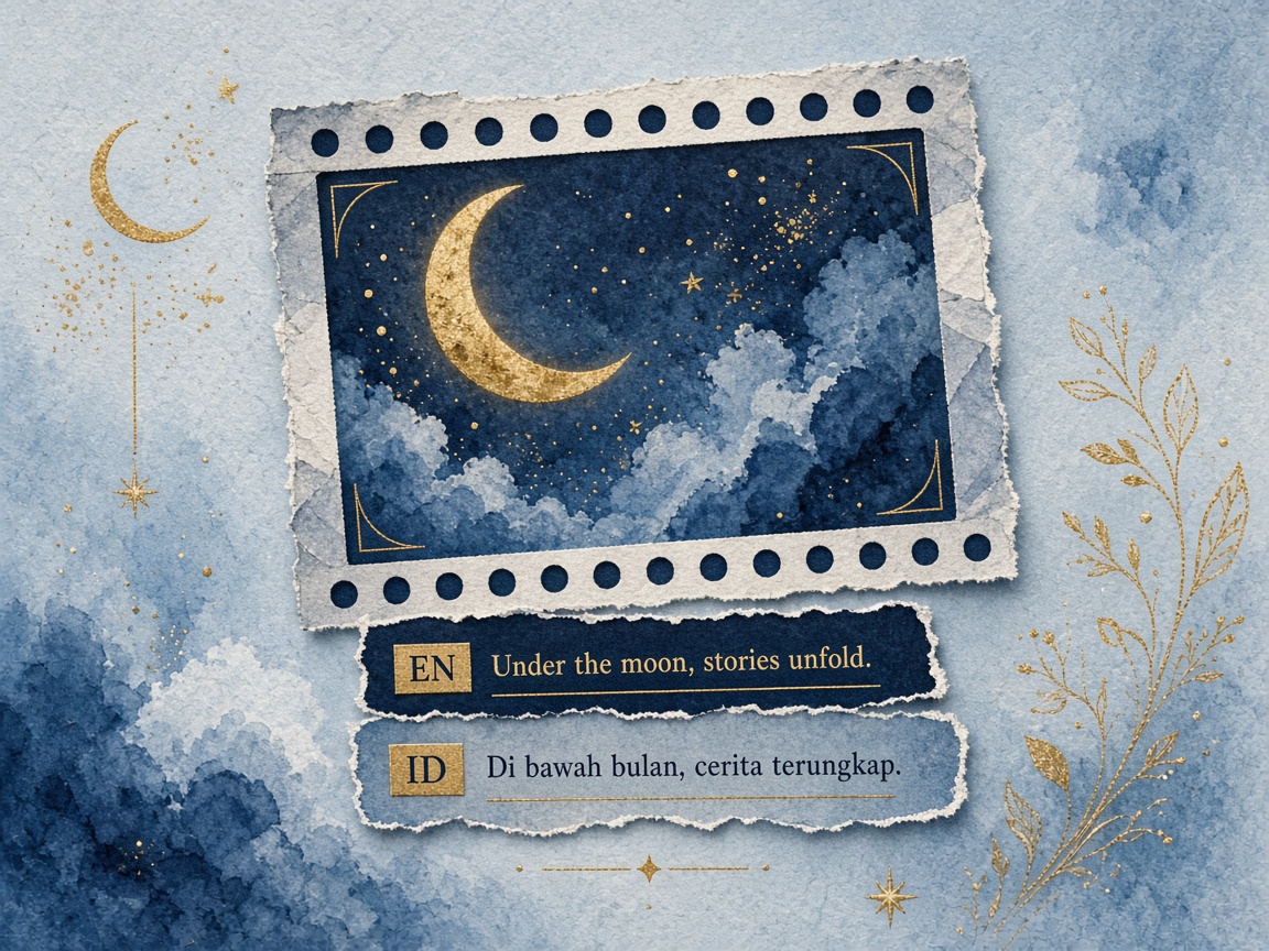 Ilustrasi orisinal Lunar: bingkai video dengan takarir dwibahasa